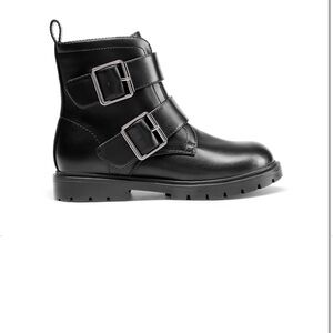 Kids Black Buckle Boots